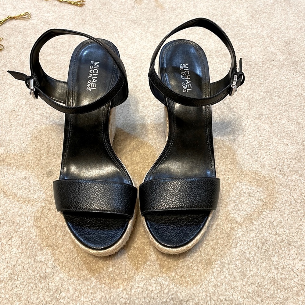 Michael Kors Black Wedges Sandals